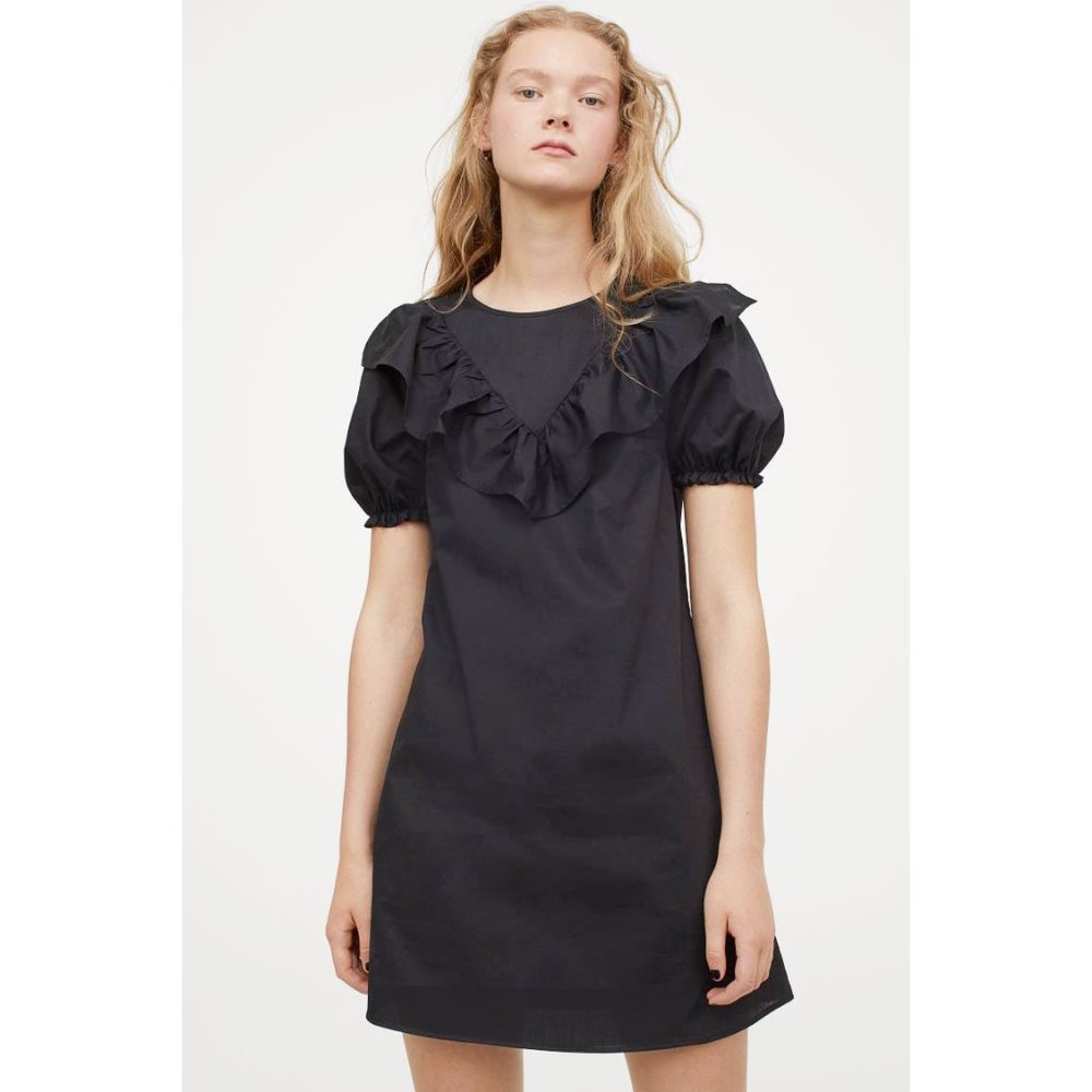 H&M Cotton Dress with Flounce Trim NWT - Size M